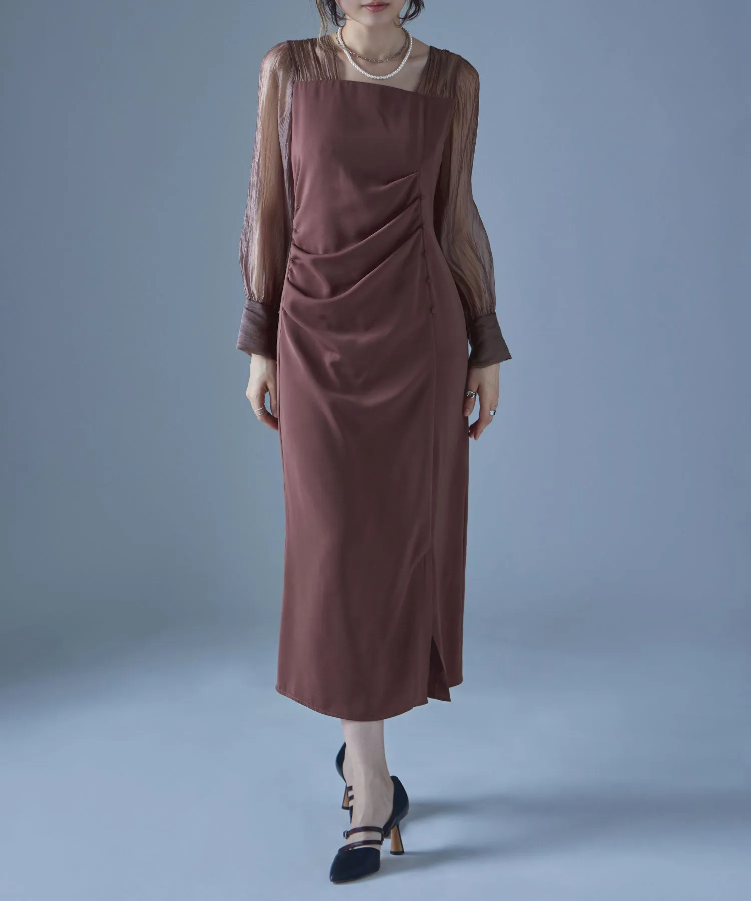 Drape design I-line dress