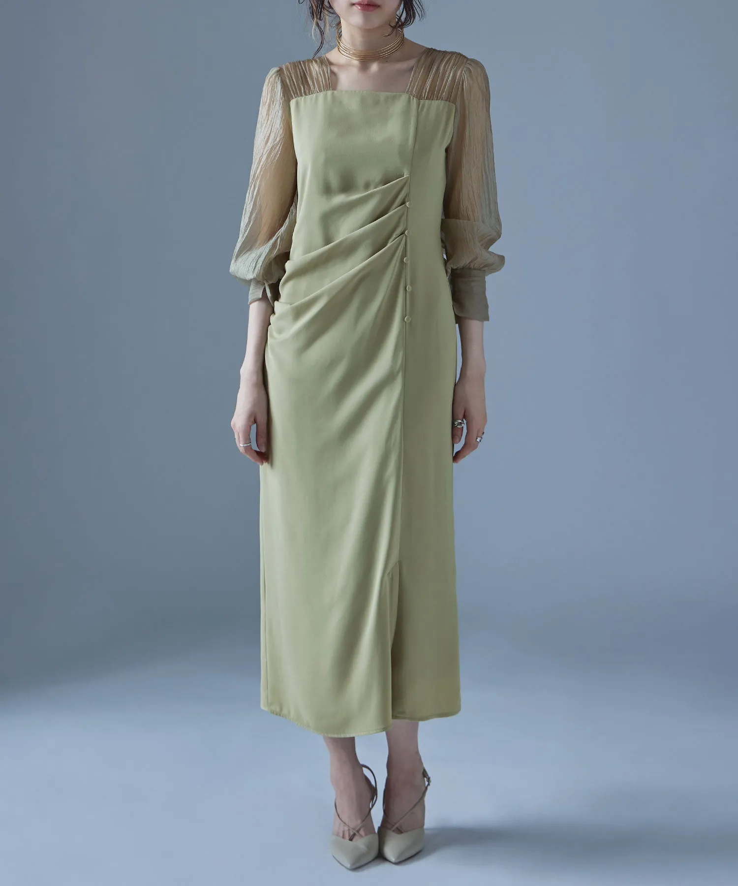 Drape design I-line dress