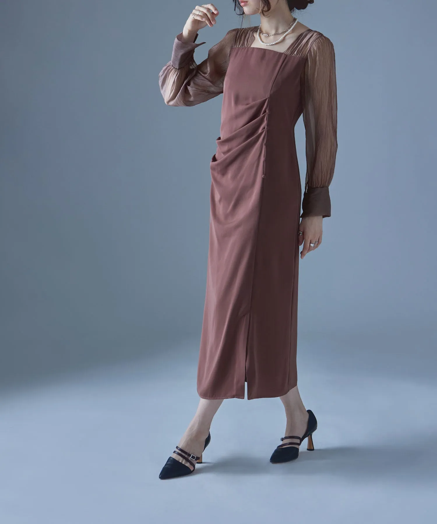 Drape design I-line dress