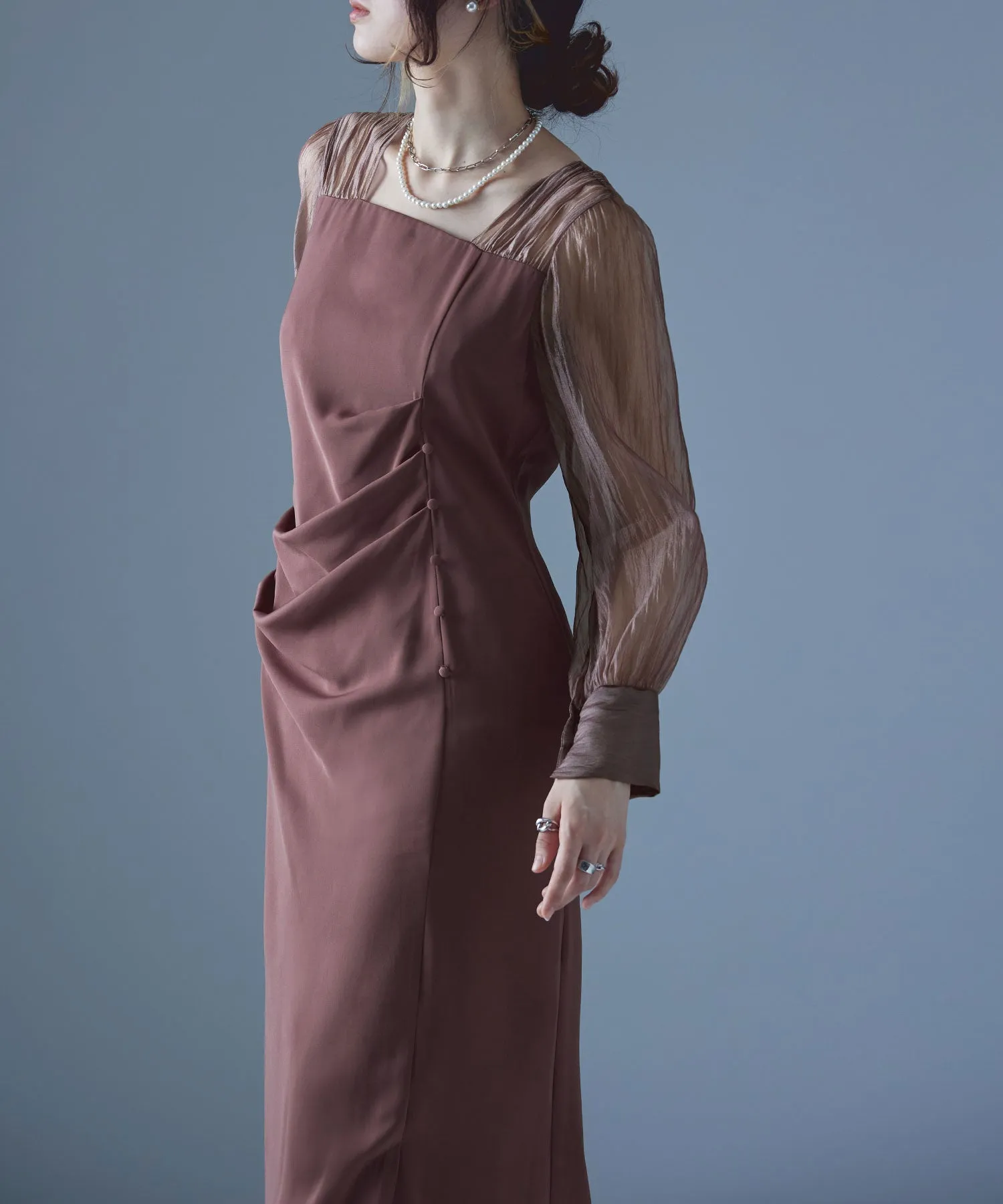 Drape design I-line dress