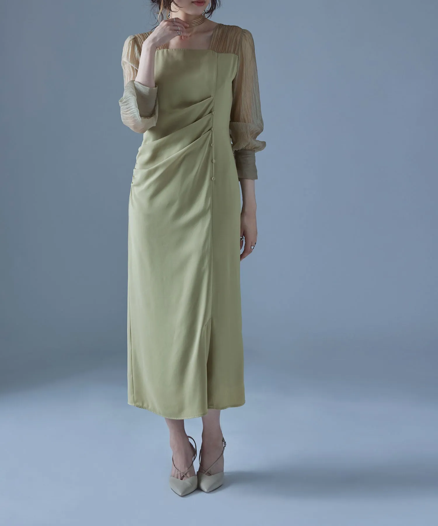 Drape design I-line dress
