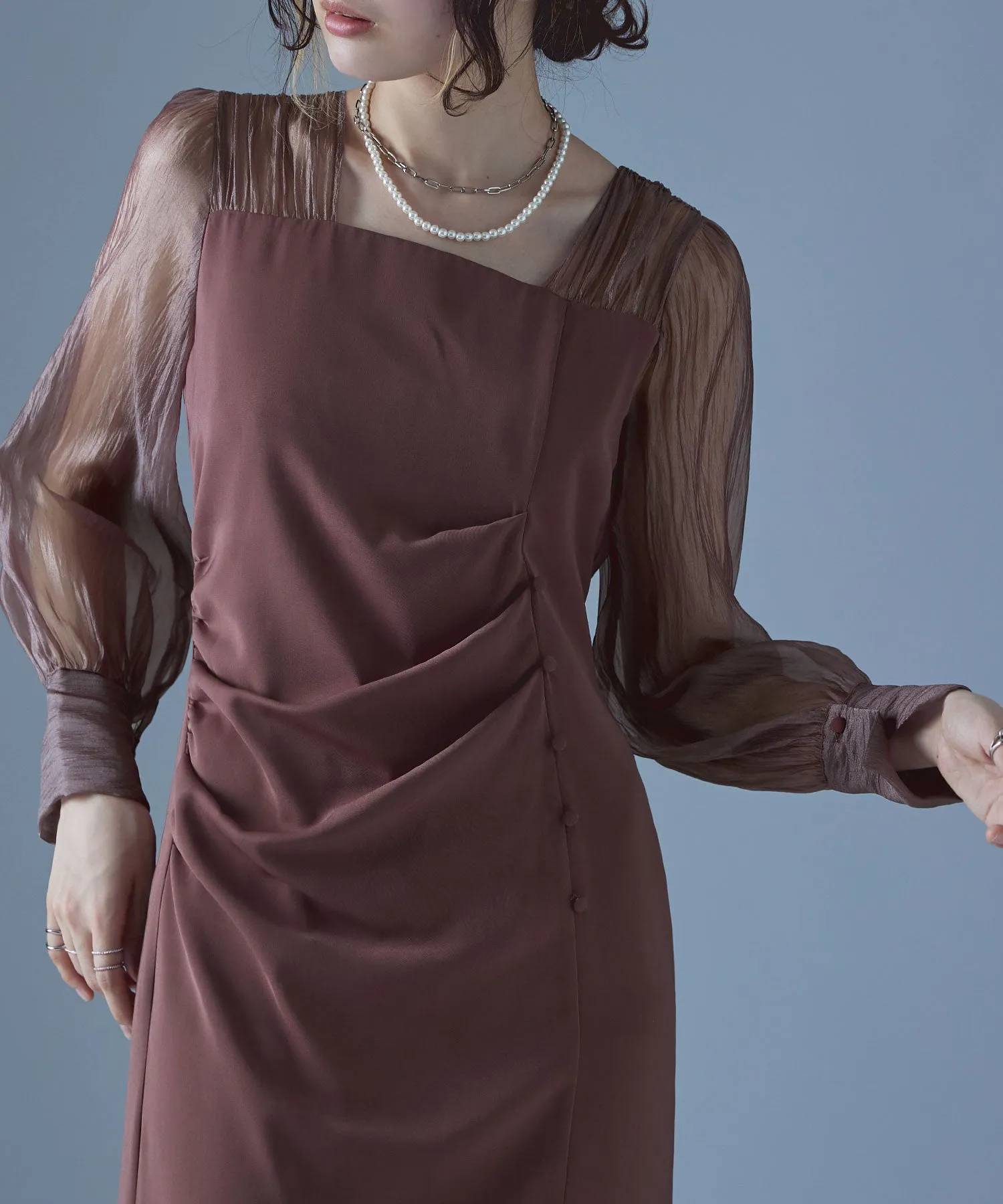 Drape design I-line dress