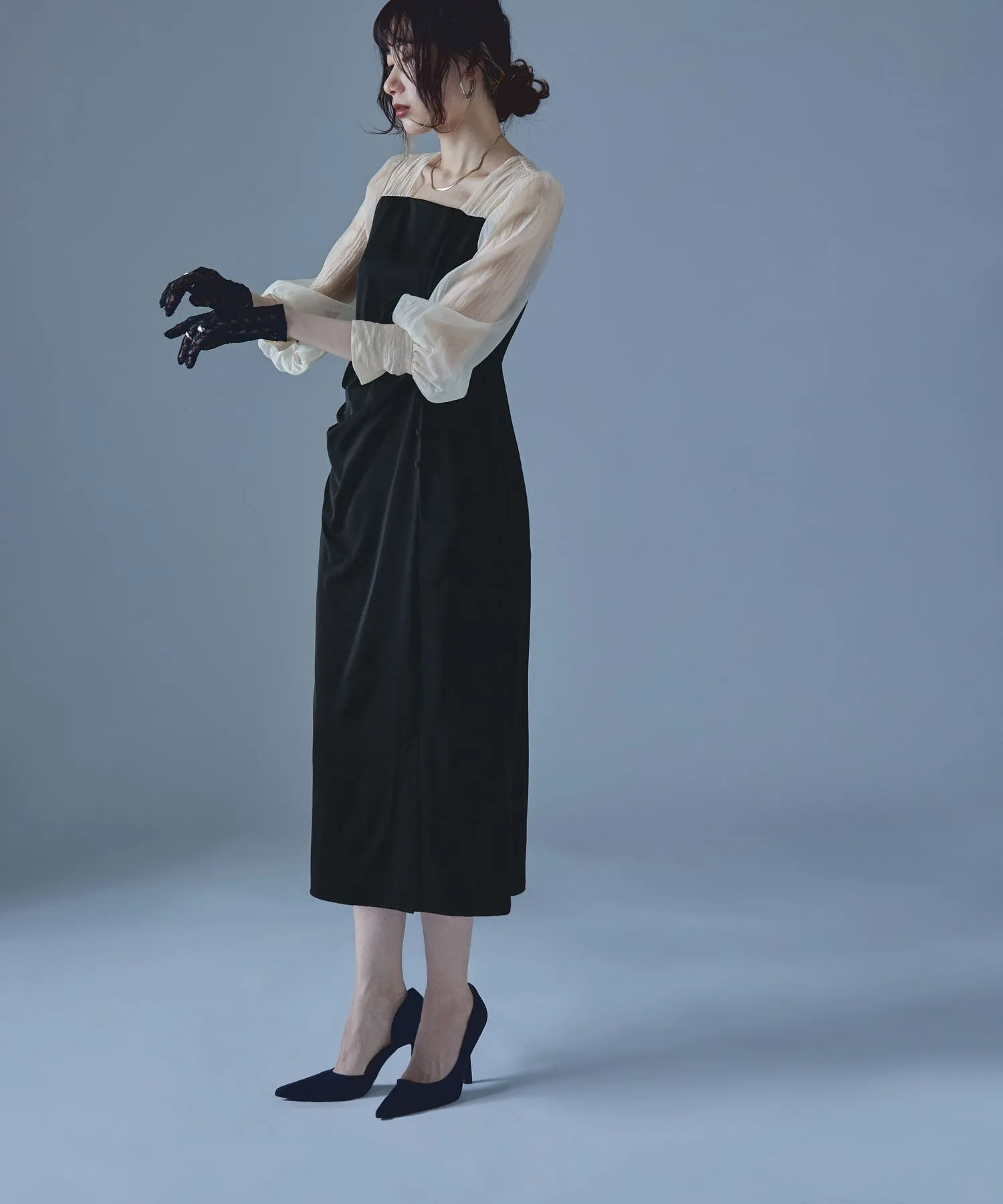 Drape design I-line dress