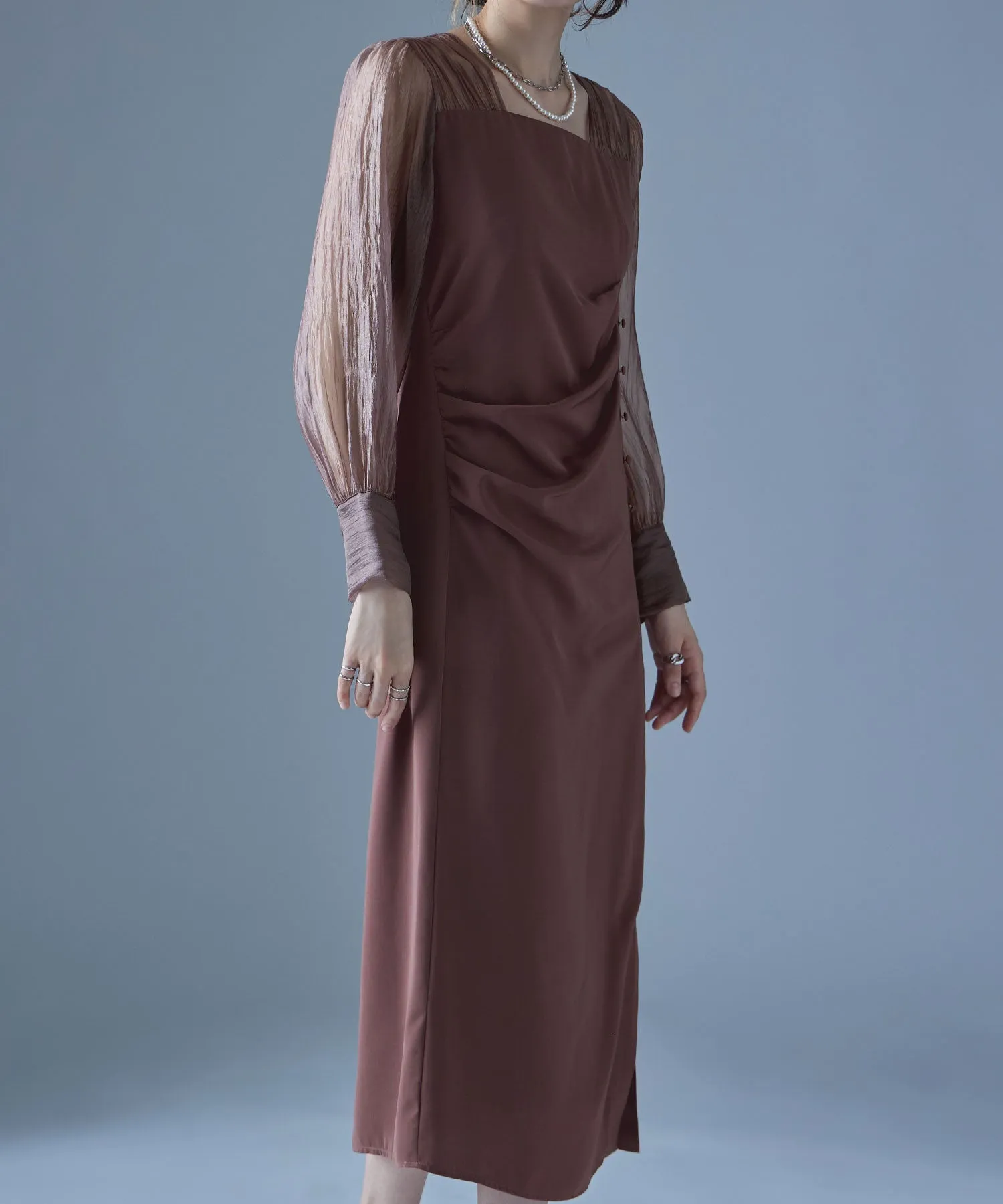 Drape design I-line dress
