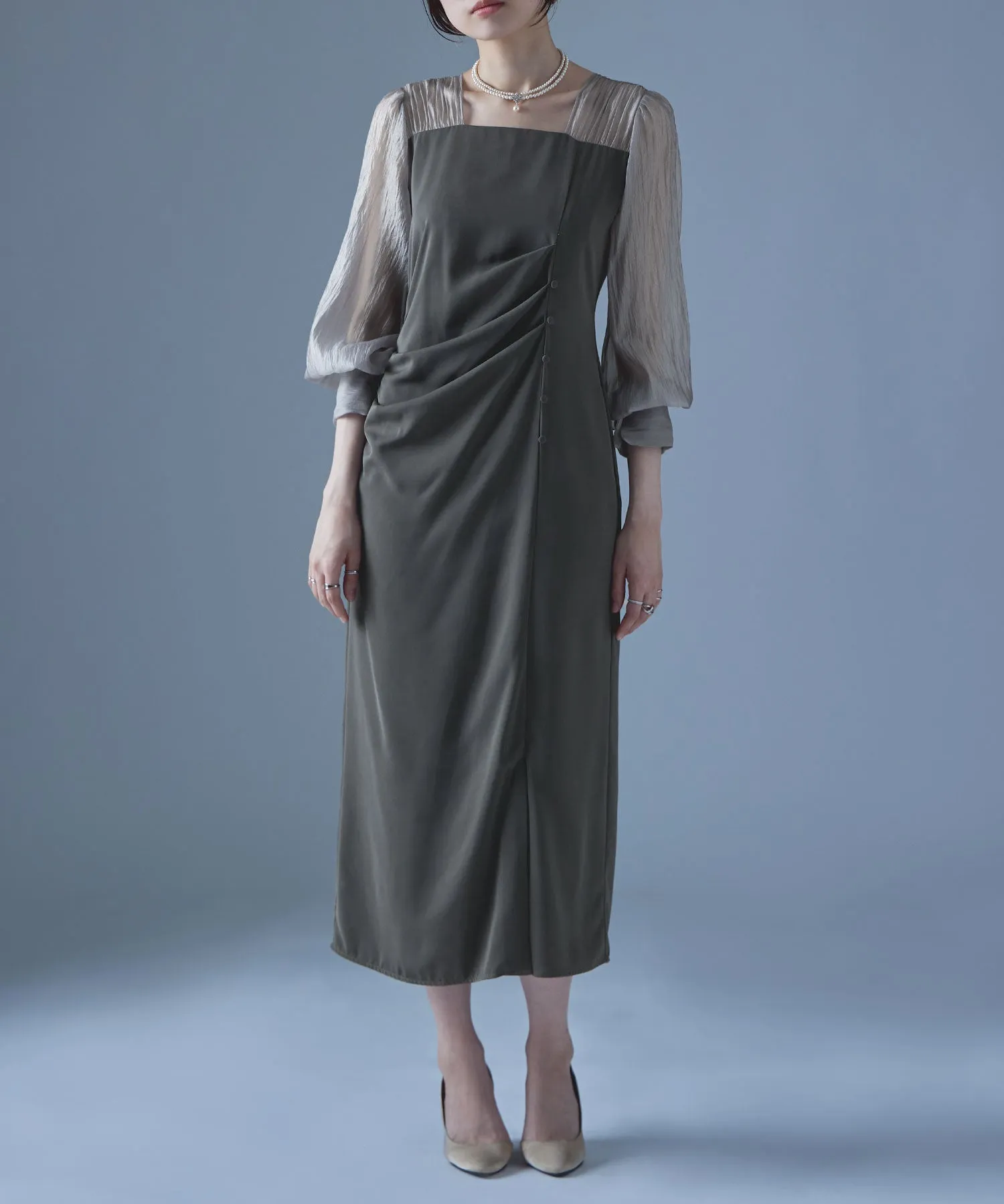 Drape design I-line dress