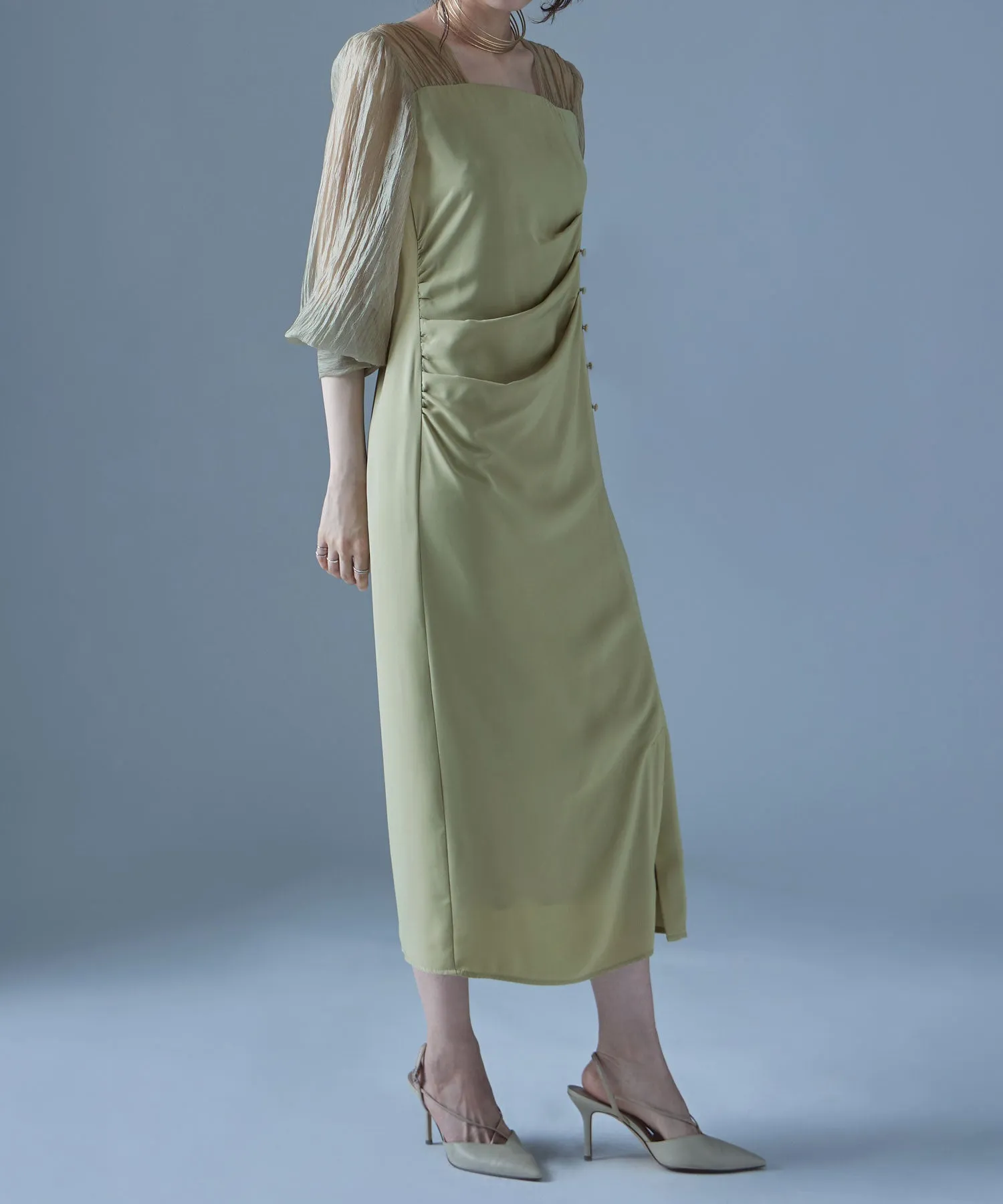 Drape design I-line dress