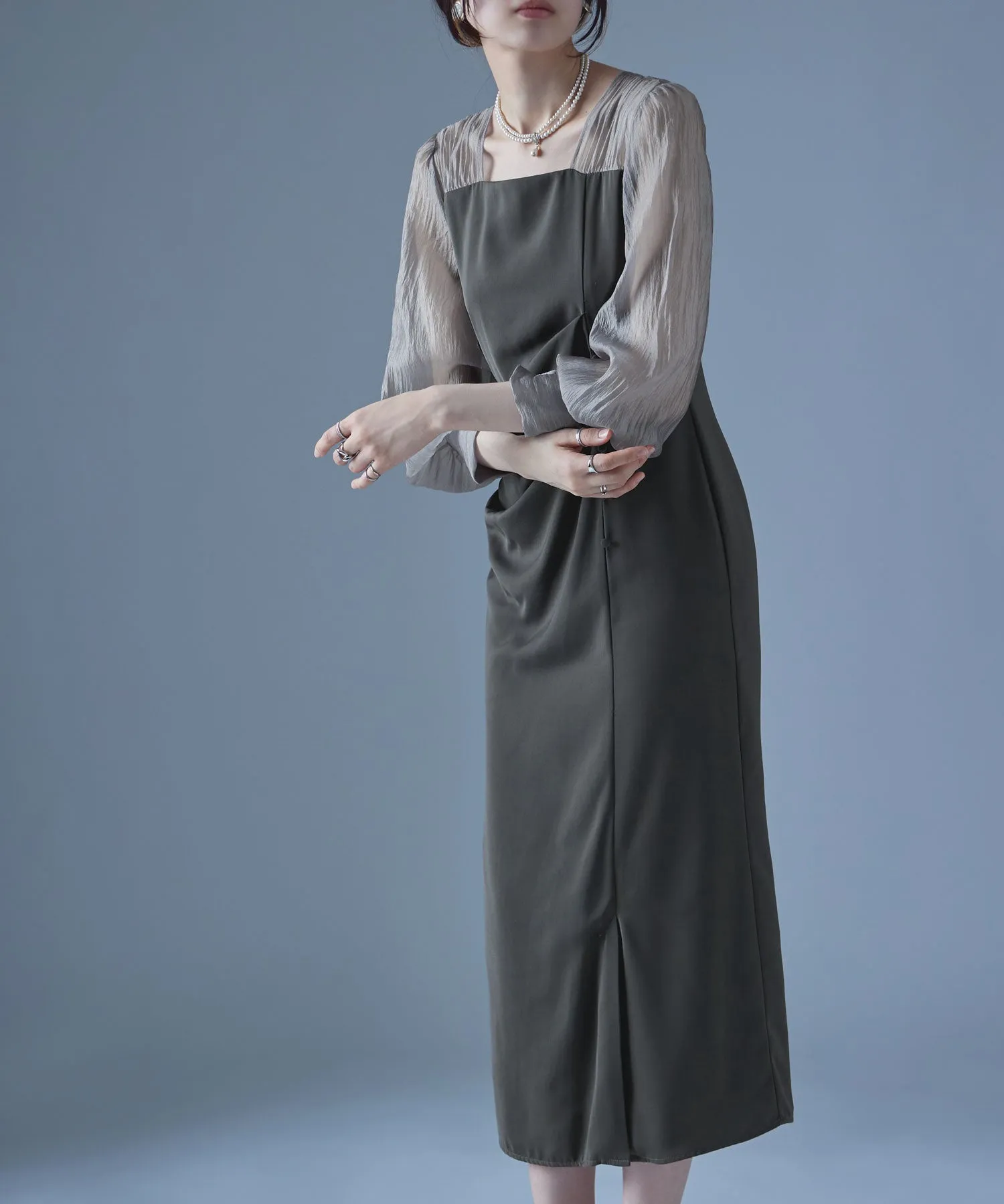 Drape design I-line dress