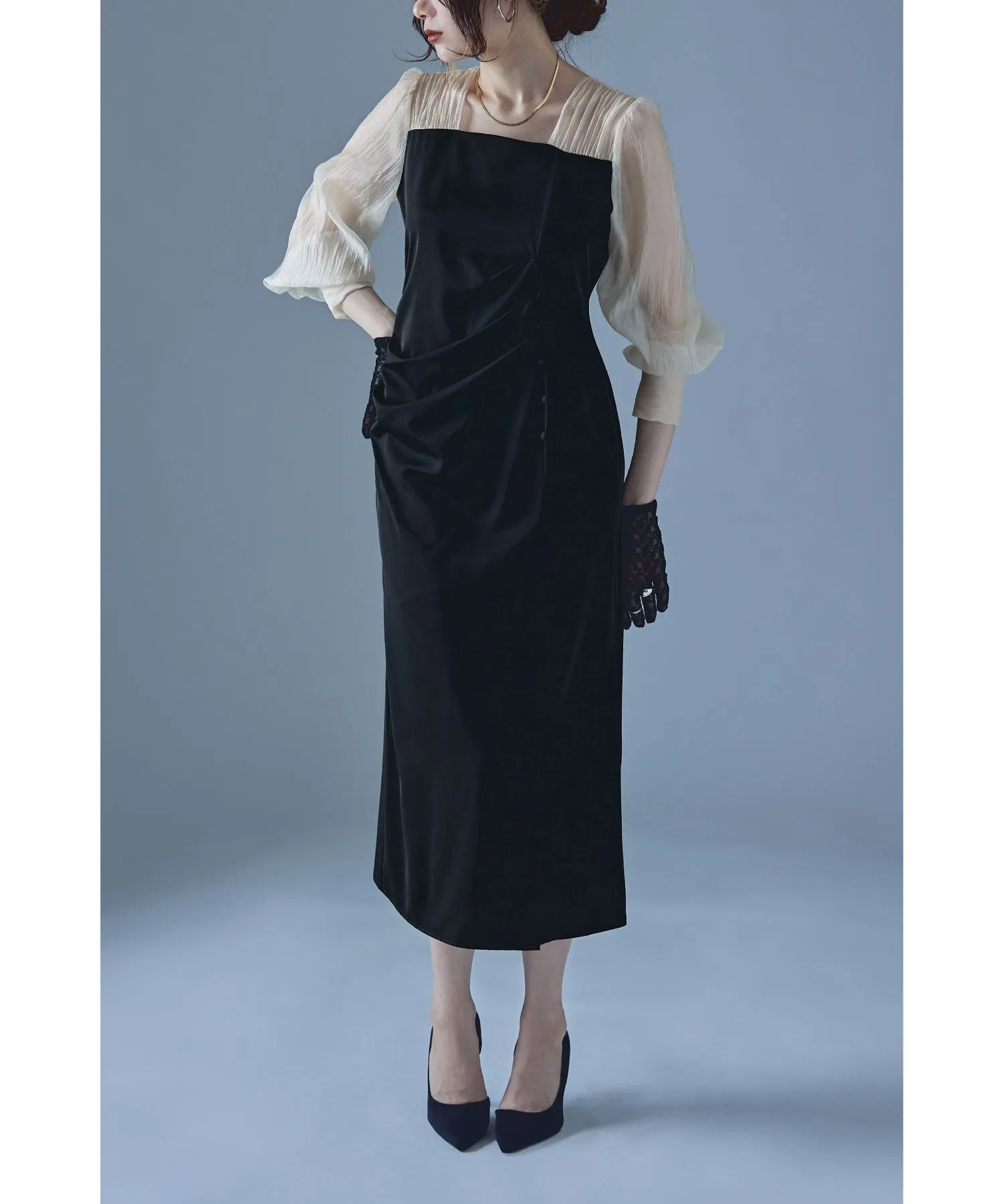 Drape design I-line dress