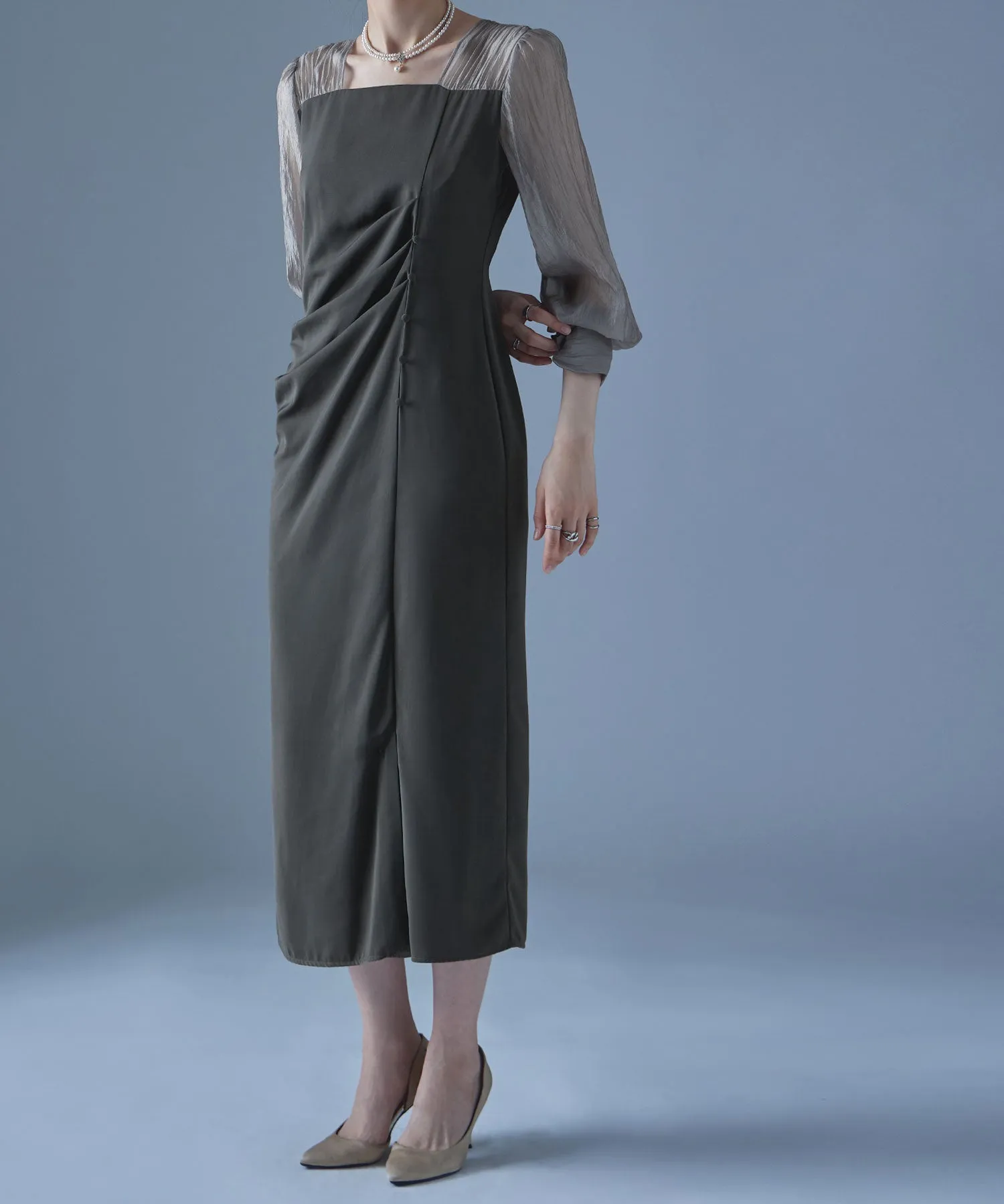 Drape design I-line dress