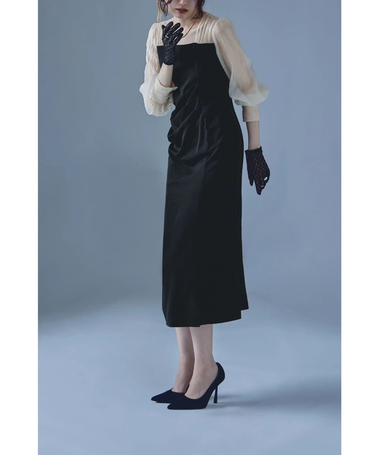 Drape design I-line dress