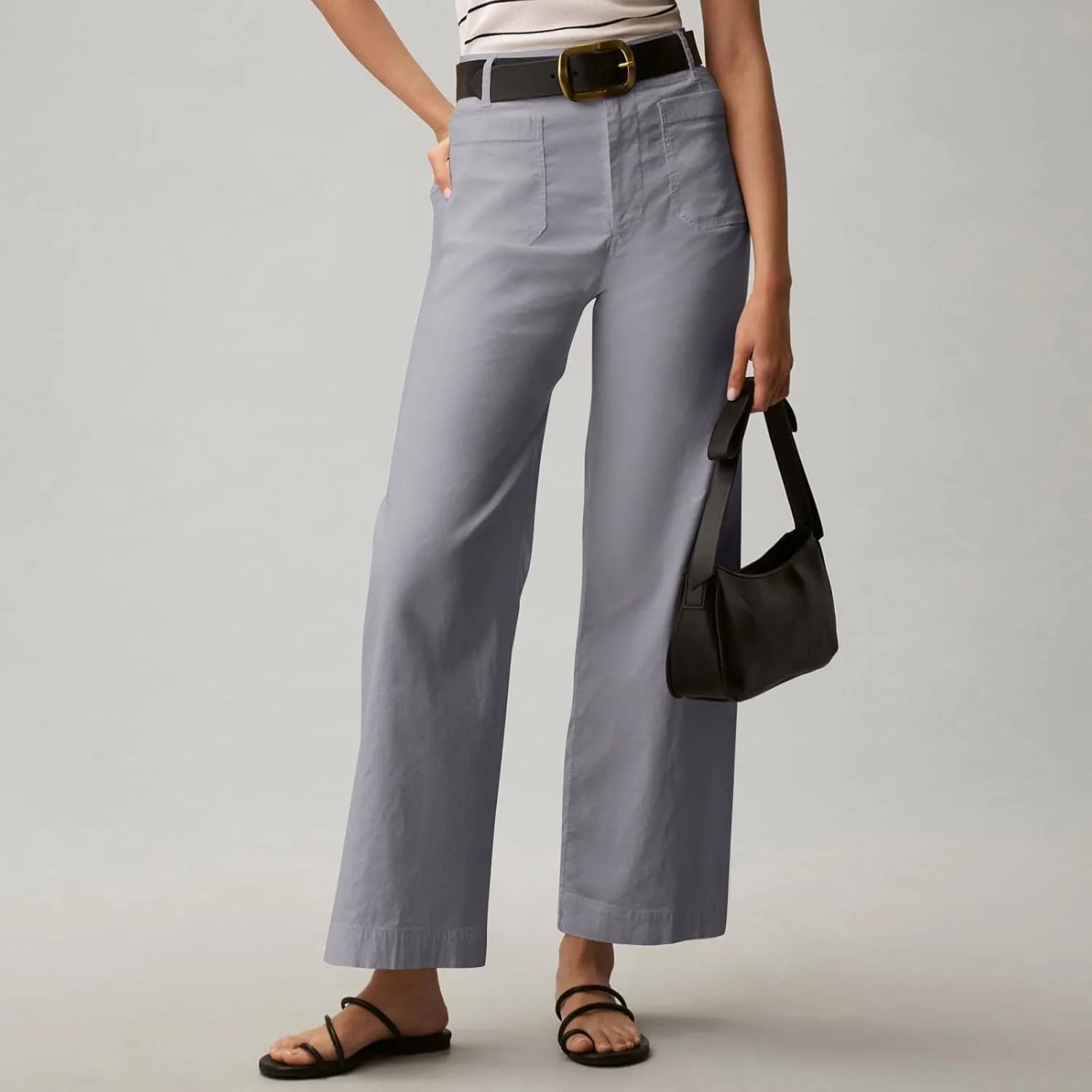 Dress Pants Women Tummy Control High Waist Chino Work Pants Business Casual Wide Leg Trousers Slacks Ankle Jeans