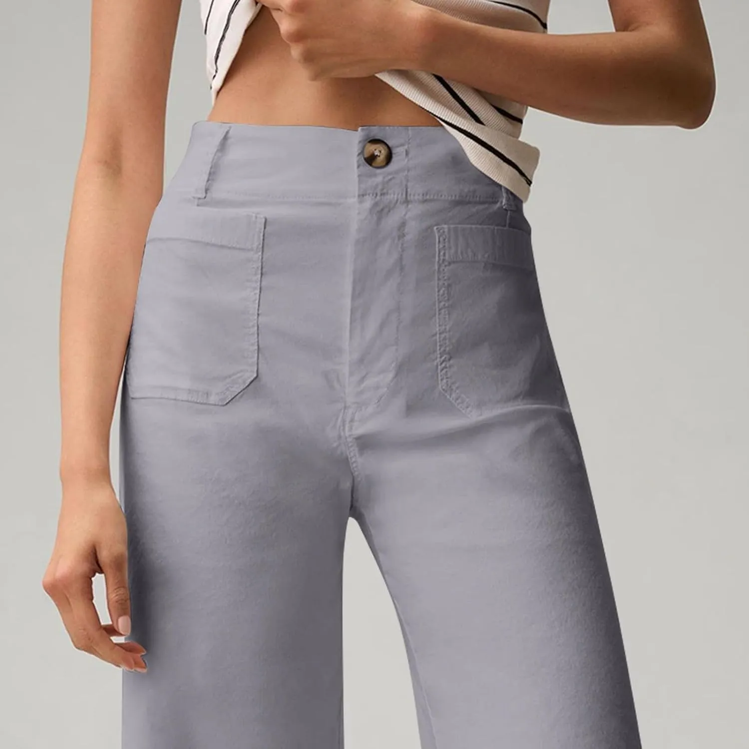 Dress Pants Women Tummy Control High Waist Chino Work Pants Business Casual Wide Leg Trousers Slacks Ankle Jeans