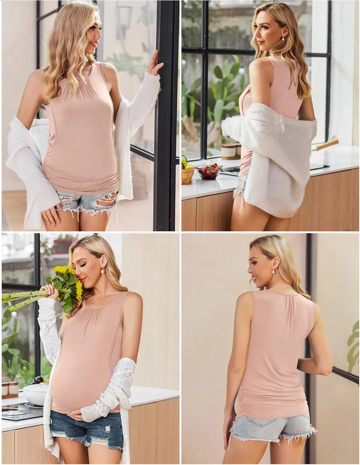 Ekouaer Women's Nursing Tank Tops for Breastfeeding 3 Packs Maternity Shirts Double Layer Pregnancy Clothes S-XXL