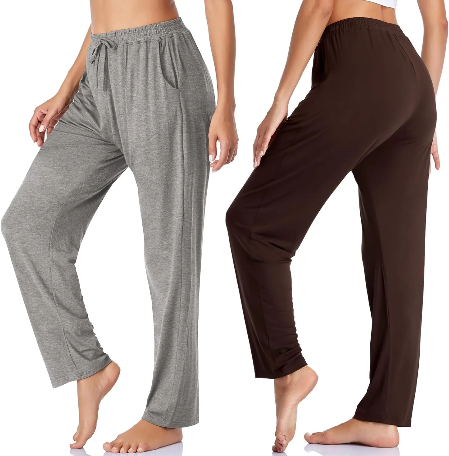 Envlon Women's Yoga Pants with Pockets Comfy Stretch Loose Wide Leg Casual Pants Breathable Running Workout Lounge Pants