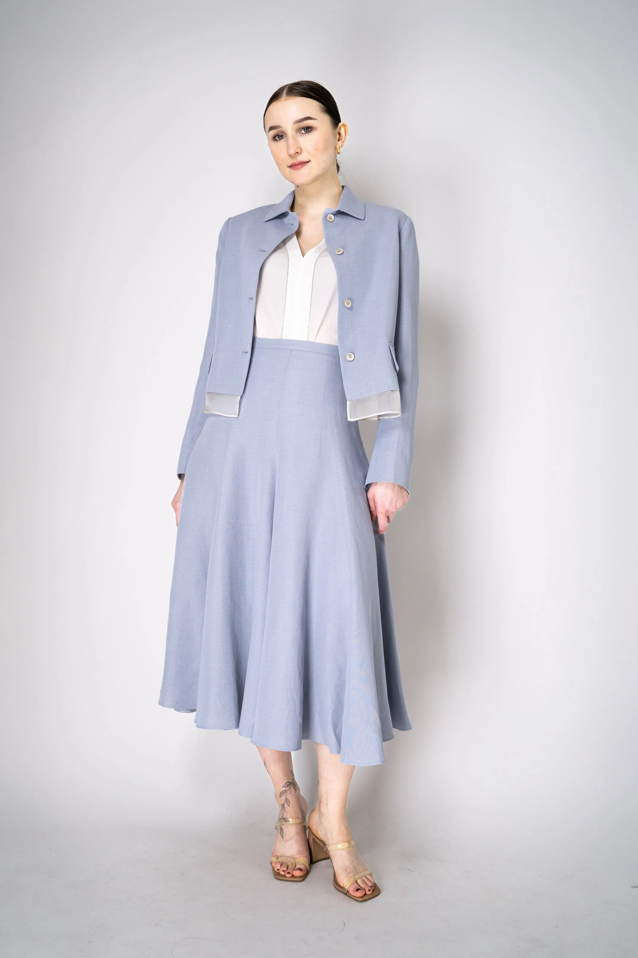 Fabiana Filippi Linen-Silk Cropped Tailored Jacket in Lavender
