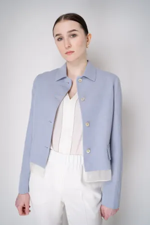 Fabiana Filippi Linen-Silk Cropped Tailored Jacket in Lavender