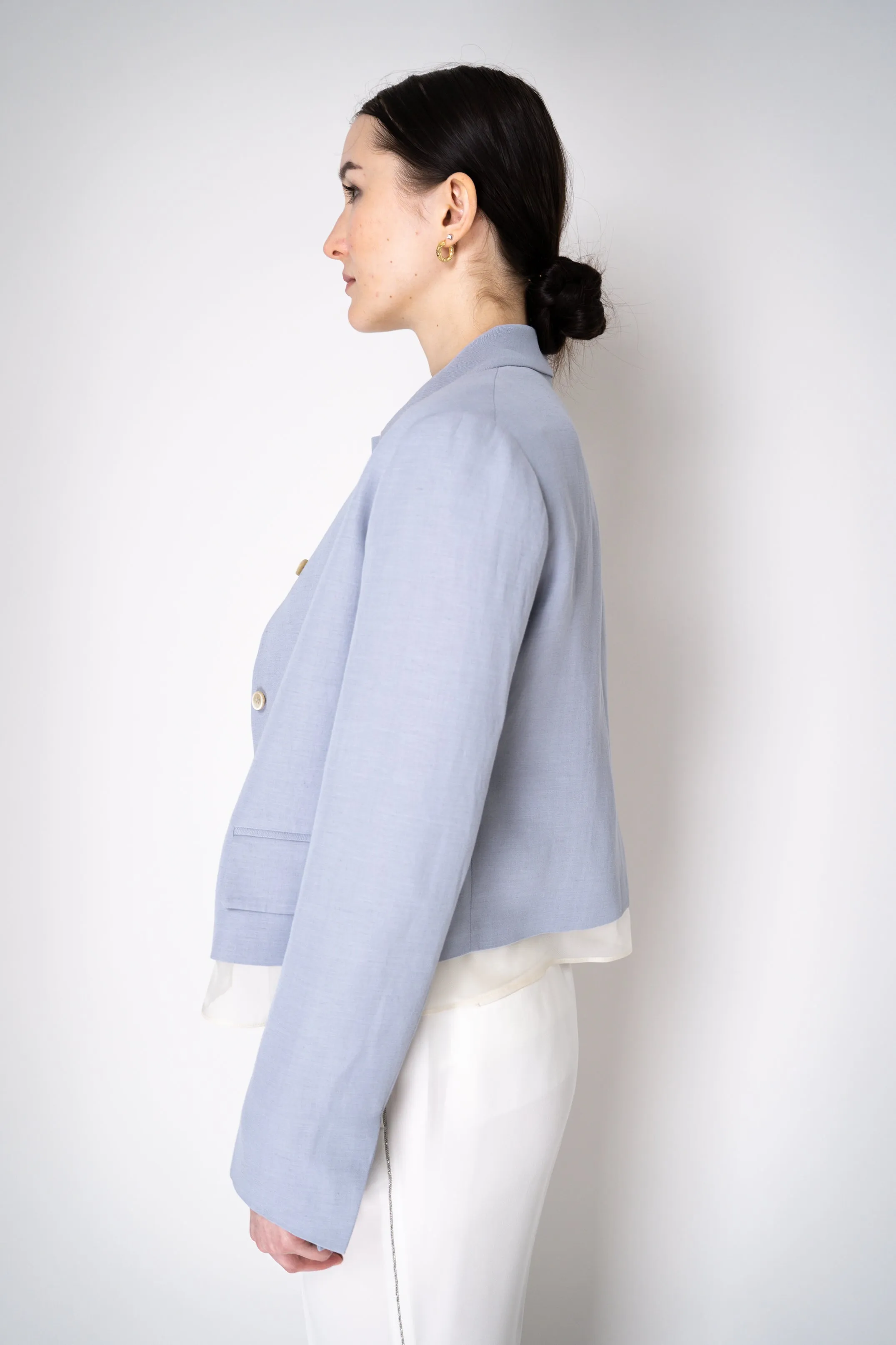 Fabiana Filippi Linen-Silk Cropped Tailored Jacket in Lavender