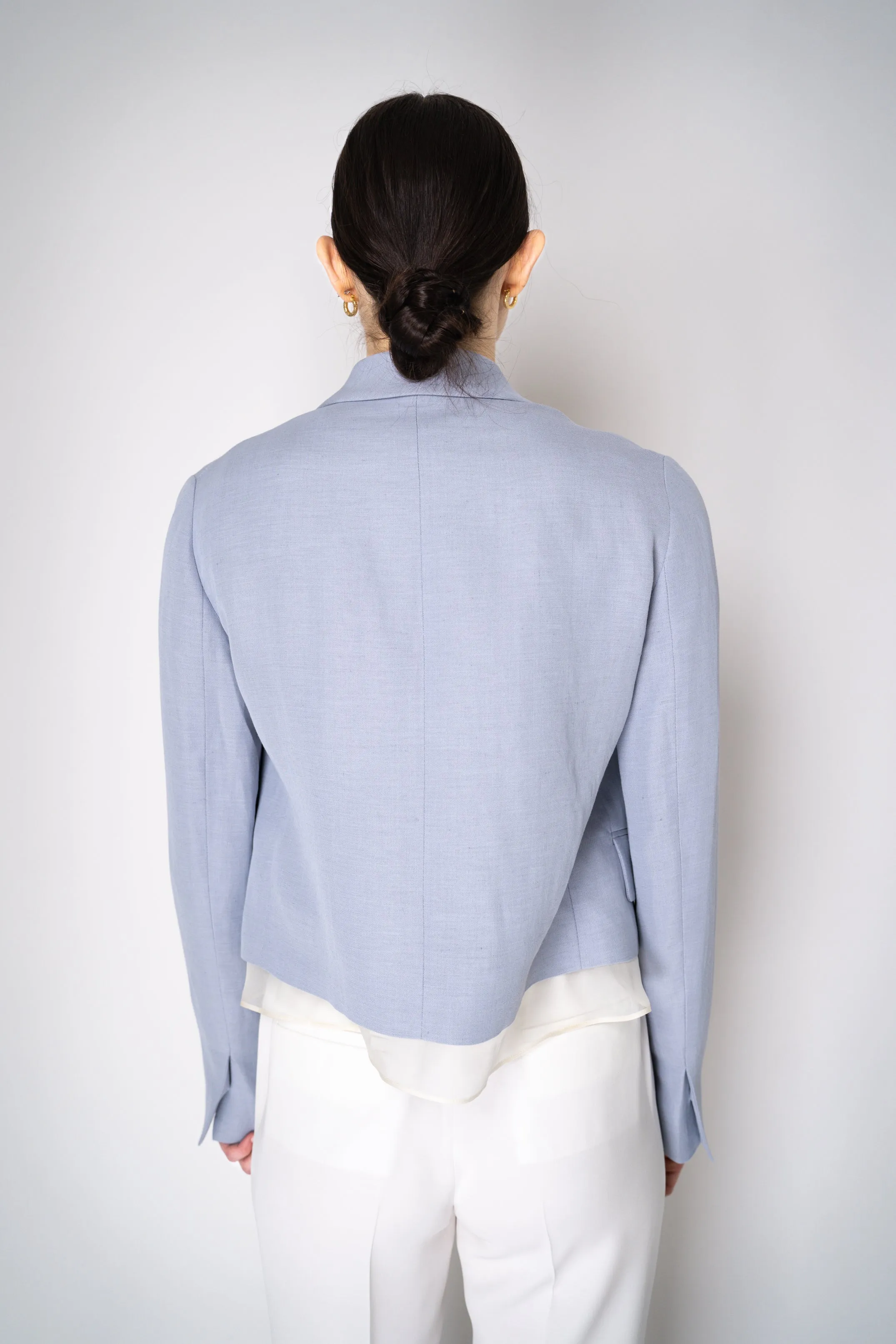 Fabiana Filippi Linen-Silk Cropped Tailored Jacket in Lavender