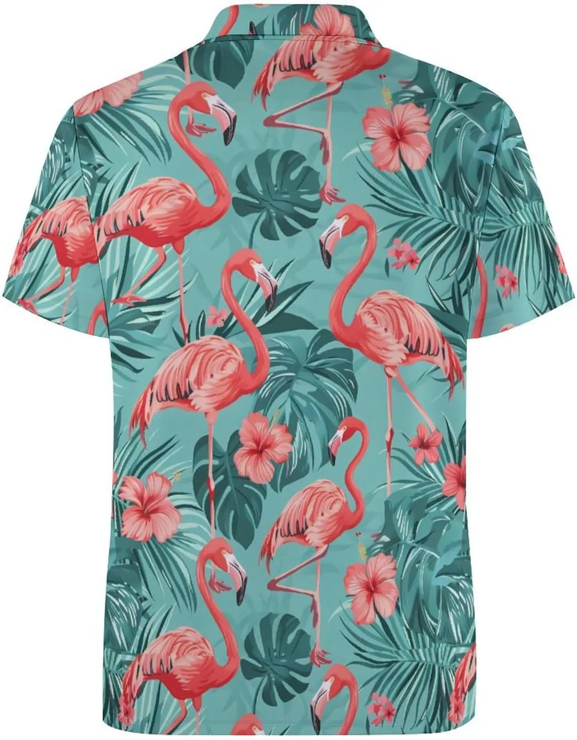 Flamingos Tropical Leaves Mens Polo Shirts Quick Dry Short Sleeve Golf Slim Fit T Shirt
