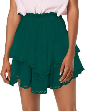 Flowy Shorts for Women Ruffle Skorts Mini Skirts High Waisted Teen Gilrs Tennis Skort Summer Chiffon Boho Skirts