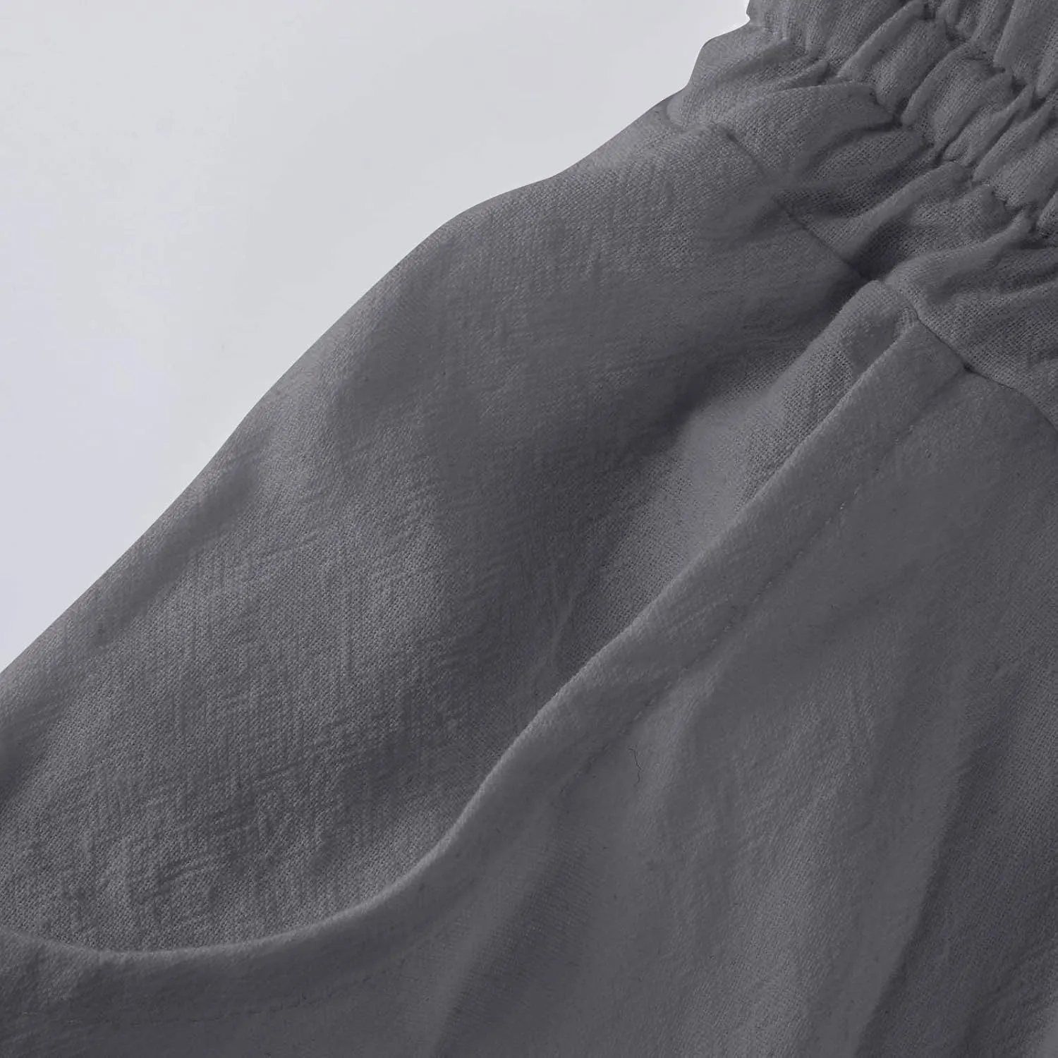 FRMUIC Women Cotton Linen Pants Summer High Waist Wide Leg Pants Drawstring Loose Trousers Casual Lounge Pants with Pocket