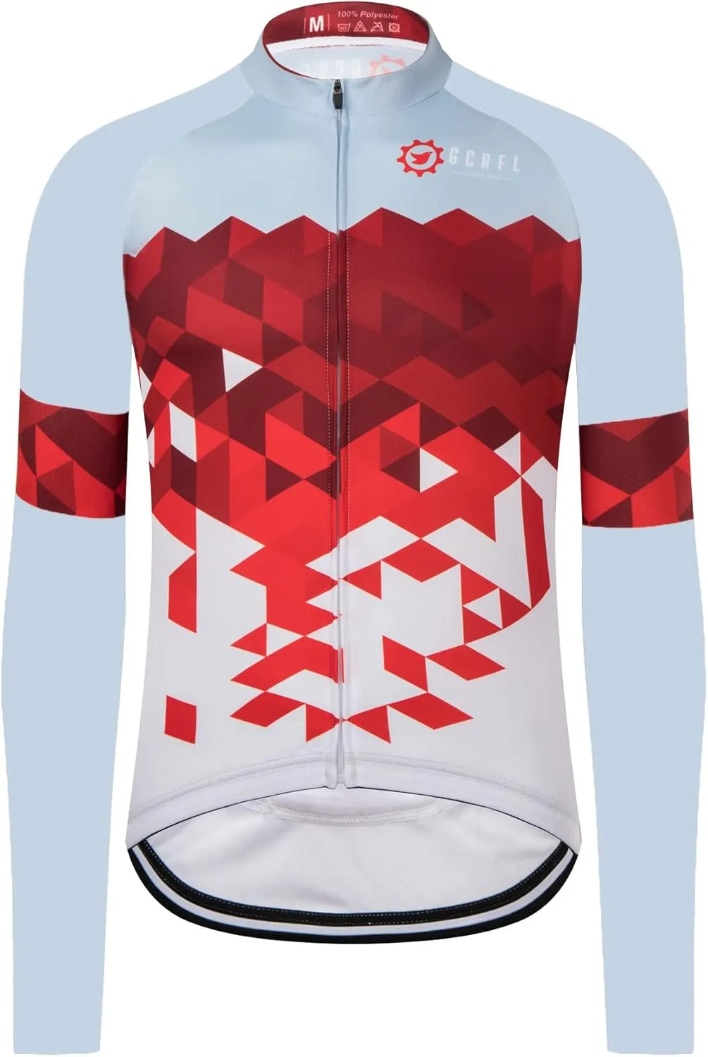 GCRFL Men's Cycling Jersey Long Sleeve Biking Shirt with 3 1 Zipper Pocket Breathable Quick Dry Bicycle Jersey