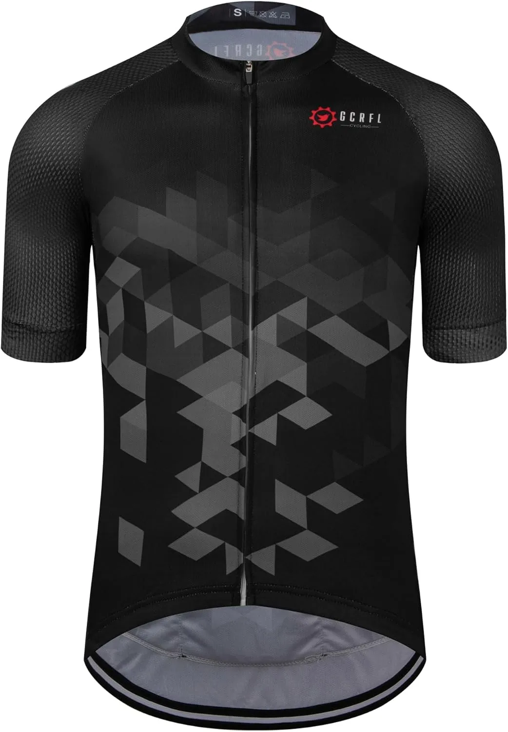 GCRFL Men's Cycling Jersey Short Sleeve Biking Shirt with 3 Rear Pockets   Zipper Pocket Breathable Quick Dry Bicycle Jersey