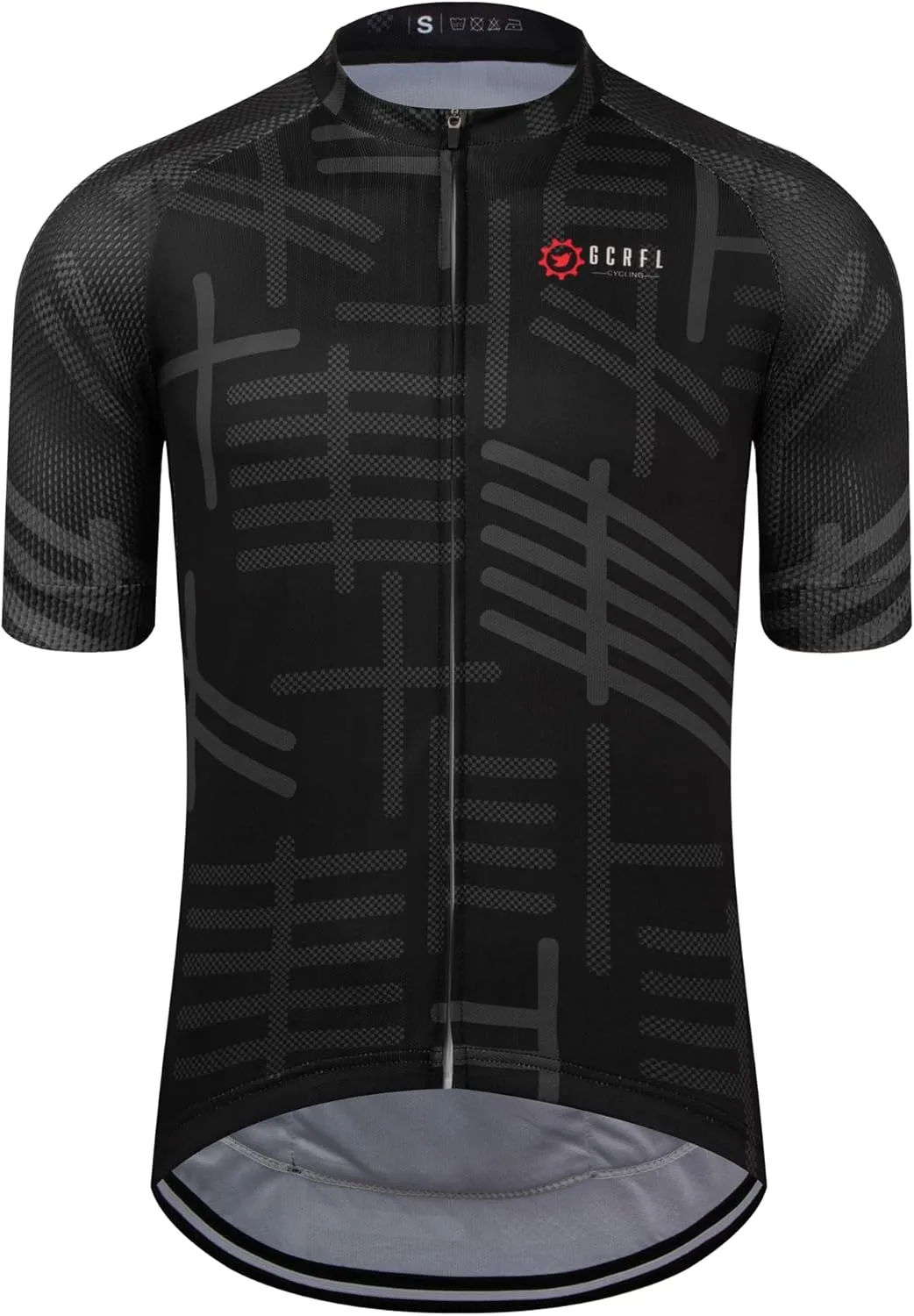GCRFL Men's Cycling Jersey Short Sleeve Biking Shirt with 3 Rear Pockets   Zipper Pocket Breathable Quick Dry Bicycle Jersey