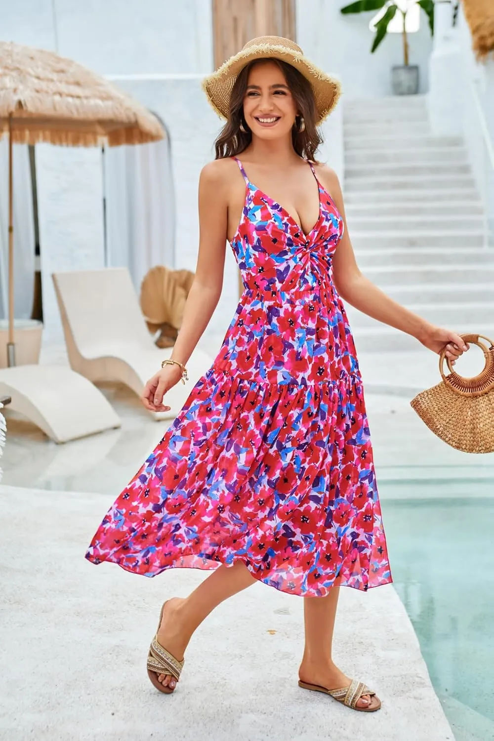 GRACE KARIN Women's One Piece Swimsuits with Cover Up Skirt Tummy Control V Neck Bathing Suits