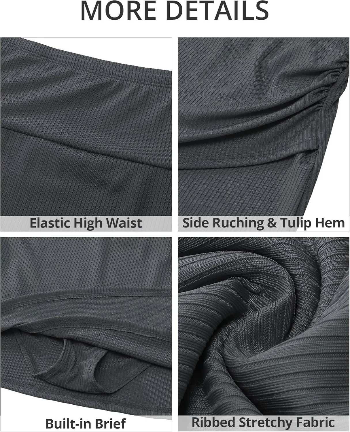 GRAPENT Women's High Waisted Bikini Swim Skirt Bottoms Ruched Ribbed Bathing Suit Skirts Tulip Tankini Swimsuit Bottom