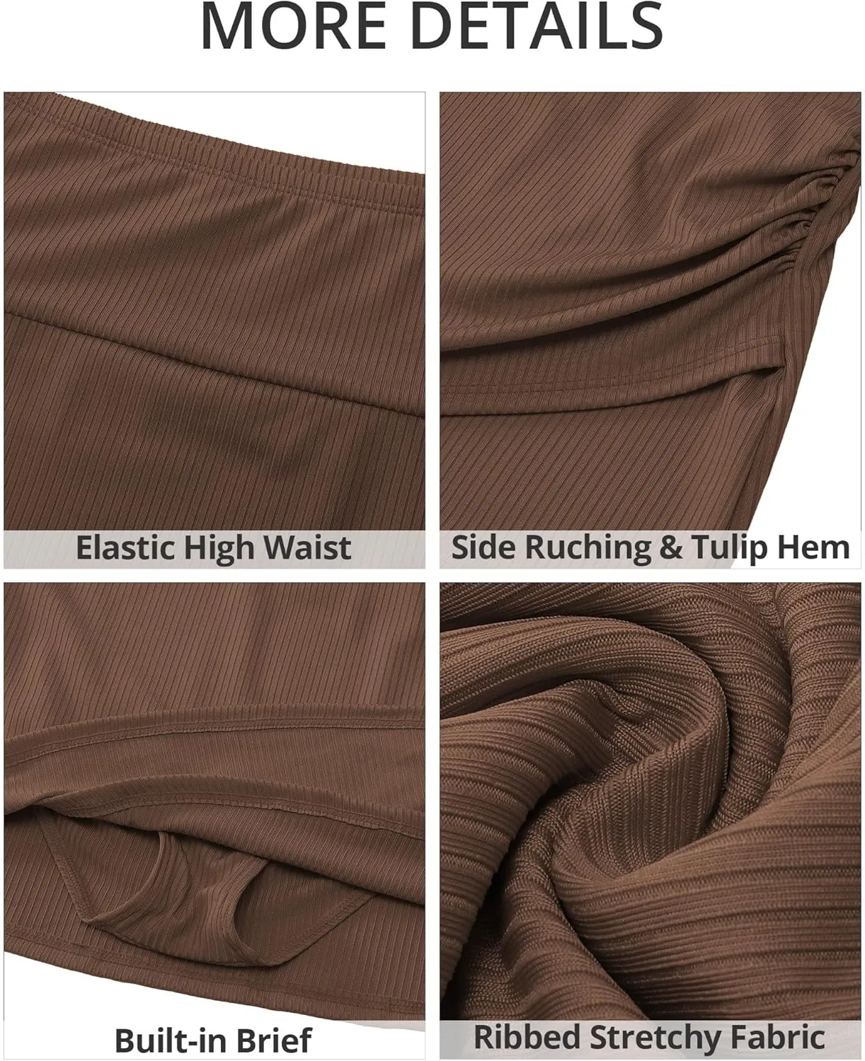 GRAPENT Women's High Waisted Bikini Swim Skirt Bottoms Ruched Ribbed Bathing Suit Skirts Tulip Tankini Swimsuit Bottom