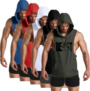 GYM REVOLUTION Men's Workout Sleeveless Shirts Muscle Hooded Tank Gym Fitness Quick Dry Sleeveless Hoodies