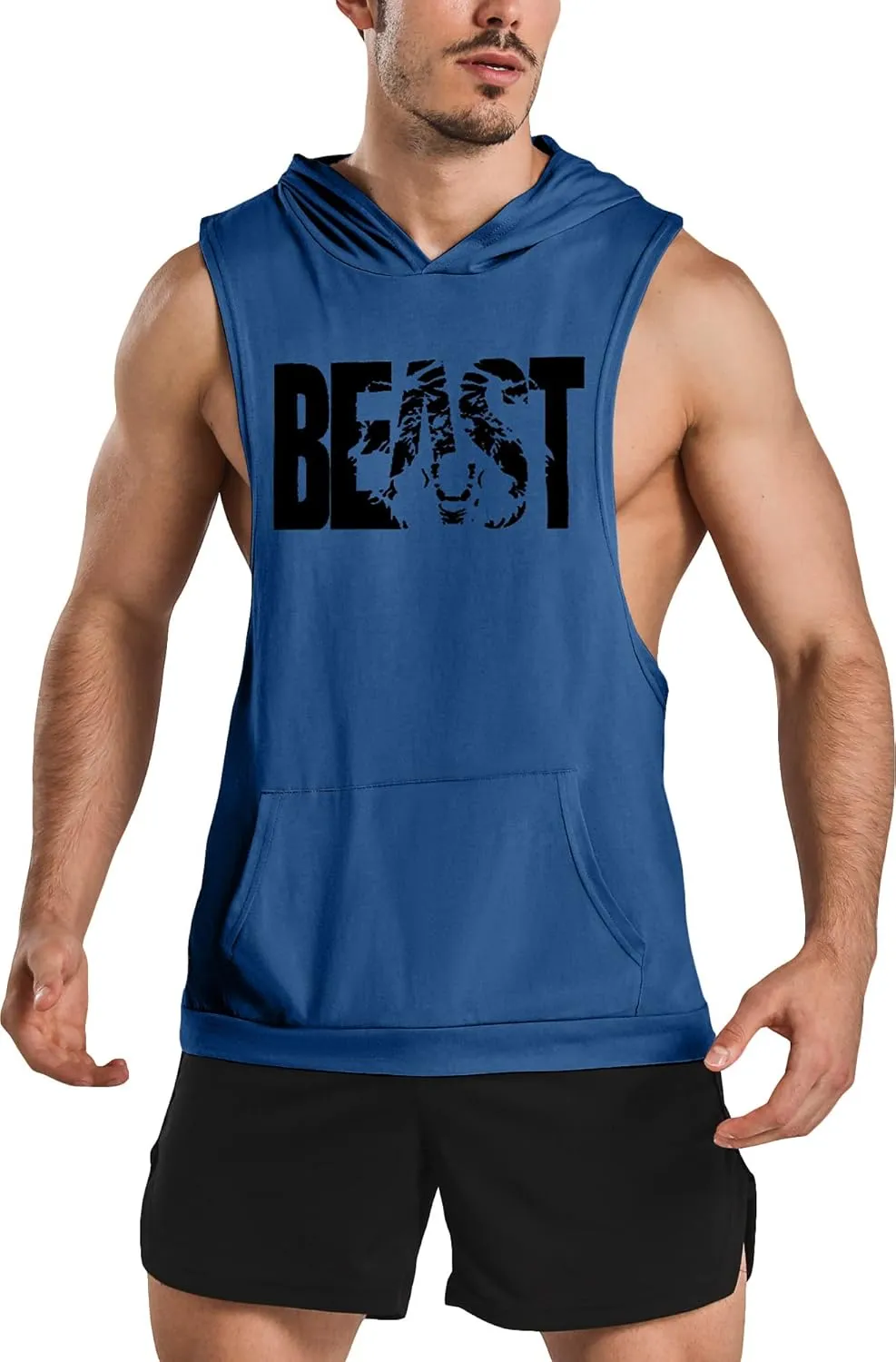 GYM REVOLUTION Men's Workout Sleeveless Shirts Muscle Hooded Tank Gym Fitness Quick Dry Sleeveless Hoodies