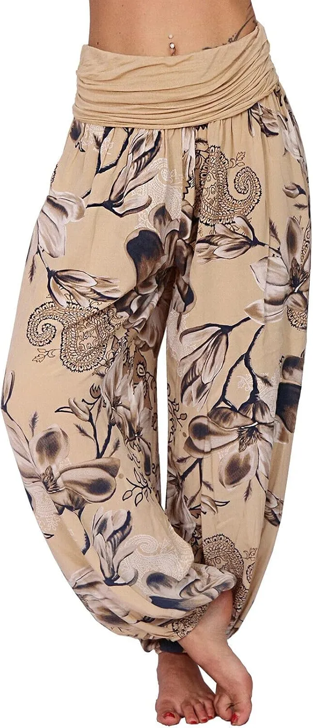 Harem Pants Women Hippie High Waist Boho Petite Length Pants 2024 Plus Size Causal Yoga Flowy Lounge Pajama Joggers
