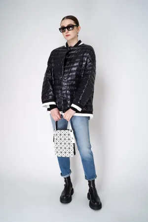 Herno Bomber Jacket with Stripe Knit Details in Black