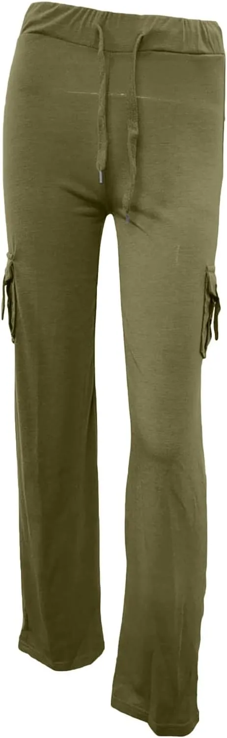 High Waist Stretch Cargo Pants for Women Casual Military Army Cargo Combat Work Pants with Pockets Bootcut Trousers