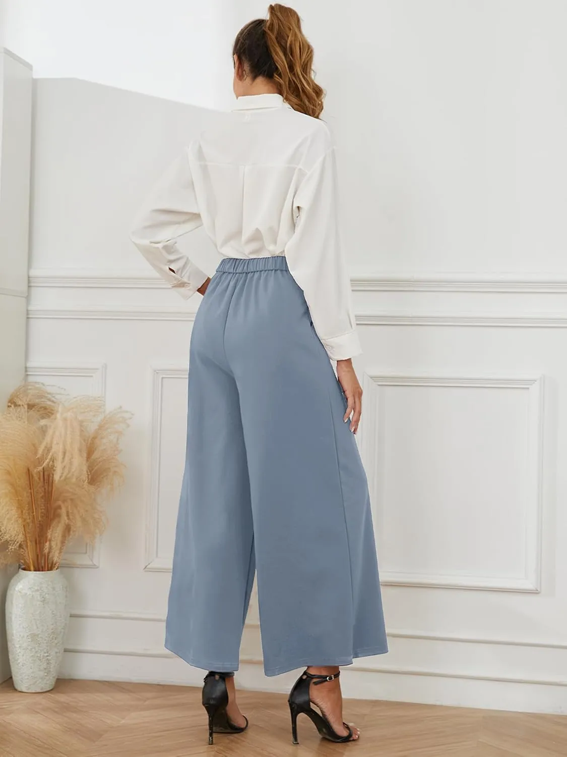 High Waisted Palazzo Pants for Women Dressy Wide Leg Work Pants Casual Trousers