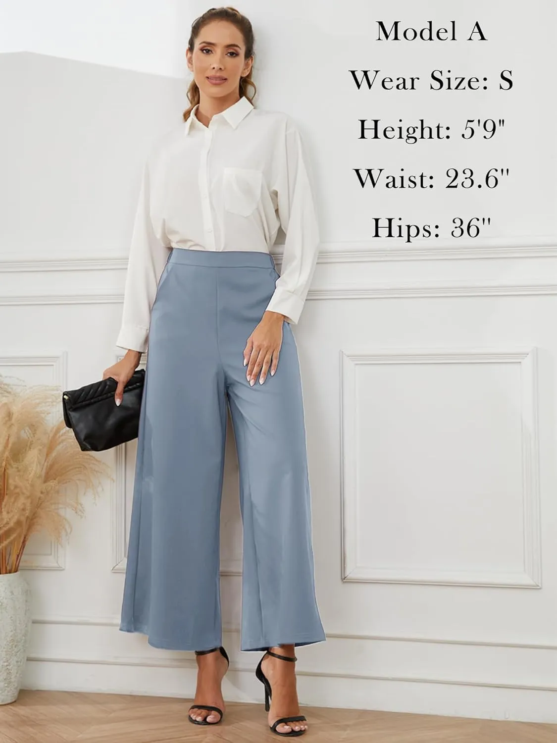 High Waisted Palazzo Pants for Women Dressy Wide Leg Work Pants Casual Trousers