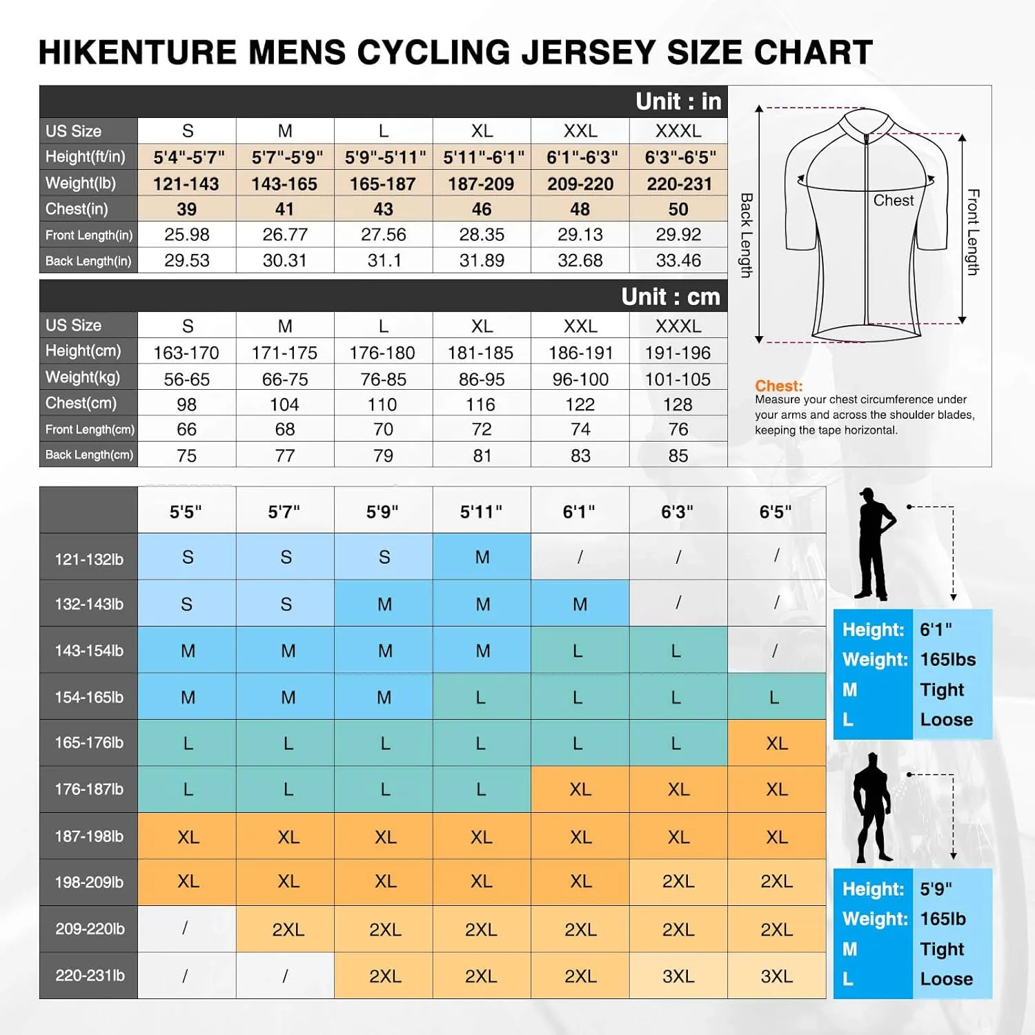 Hikenture Cycling Jersey for Men, Quick Dry Short Sleeve Bike Shirts with 3 Rear Pockets