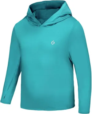 HODOSPORTS Boys Rash Guard Swim Shirt Long Sleeve for Kids UPF 50  Sun Protection Hooded Swimming Hiking Shirts Swimsuit
