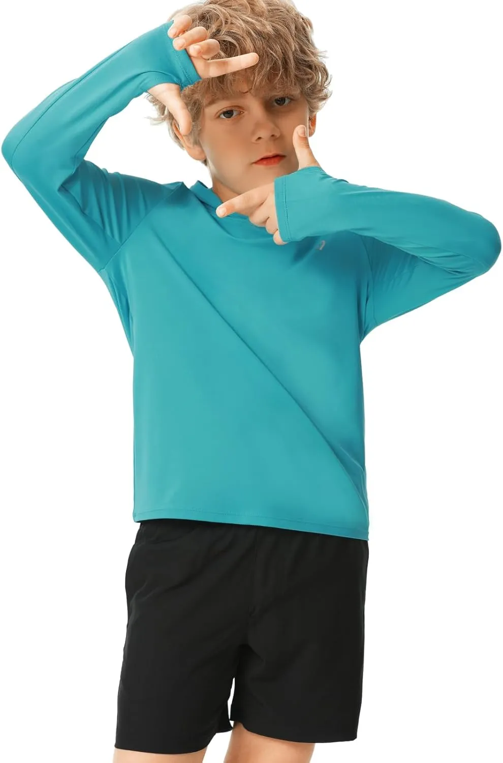 HODOSPORTS Boys Rash Guard Swim Shirt Long Sleeve for Kids UPF 50  Sun Protection Hooded Swimming Hiking Shirts Swimsuit