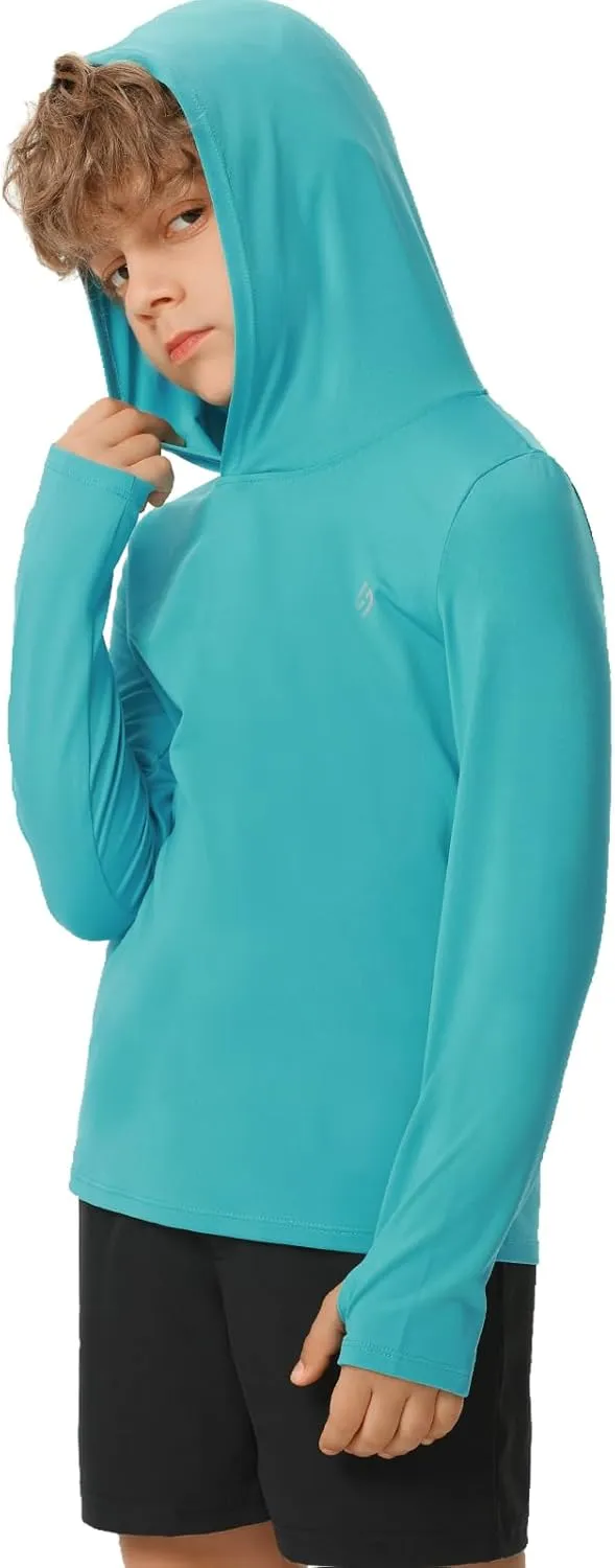 HODOSPORTS Boys Rash Guard Swim Shirt Long Sleeve for Kids UPF 50  Sun Protection Hooded Swimming Hiking Shirts Swimsuit