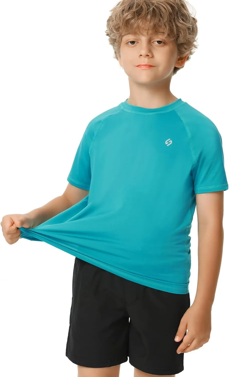 HODOSPORTS Boys UPF 50  Rash Guard Swim Shirts Short Sleeve Quick Dry UV Protection Sun Shirt