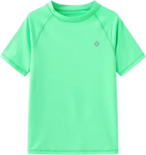 HODOSPORTS Boys UPF 50  Rash Guard Swim Shirts Short Sleeve Quick Dry UV Protection Sun Shirt