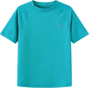 HODOSPORTS Boys UPF 50  Rash Guard Swim Shirts Short Sleeve Quick Dry UV Protection Sun Shirt