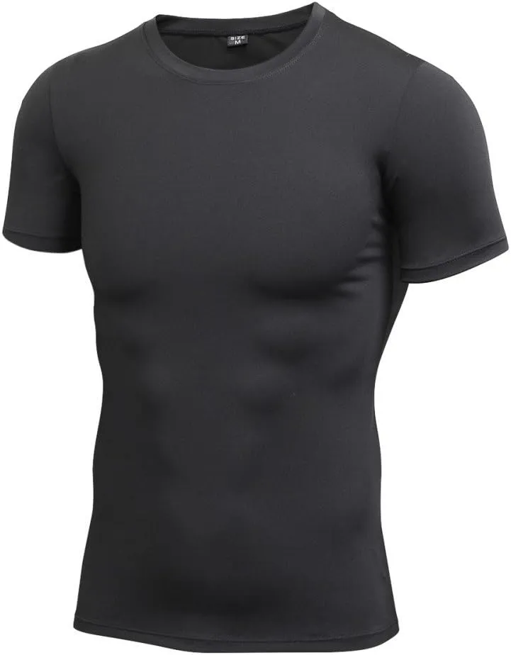 Hotfiary Men's Athletic Compression Shirts Short-Sleeve Baselayer Tops Quick Dry Workout Shirt for Sports Running