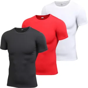 Hotfiary Men's Athletic Compression Shirts Short-Sleeve Baselayer Tops Quick Dry Workout Shirt for Sports Running