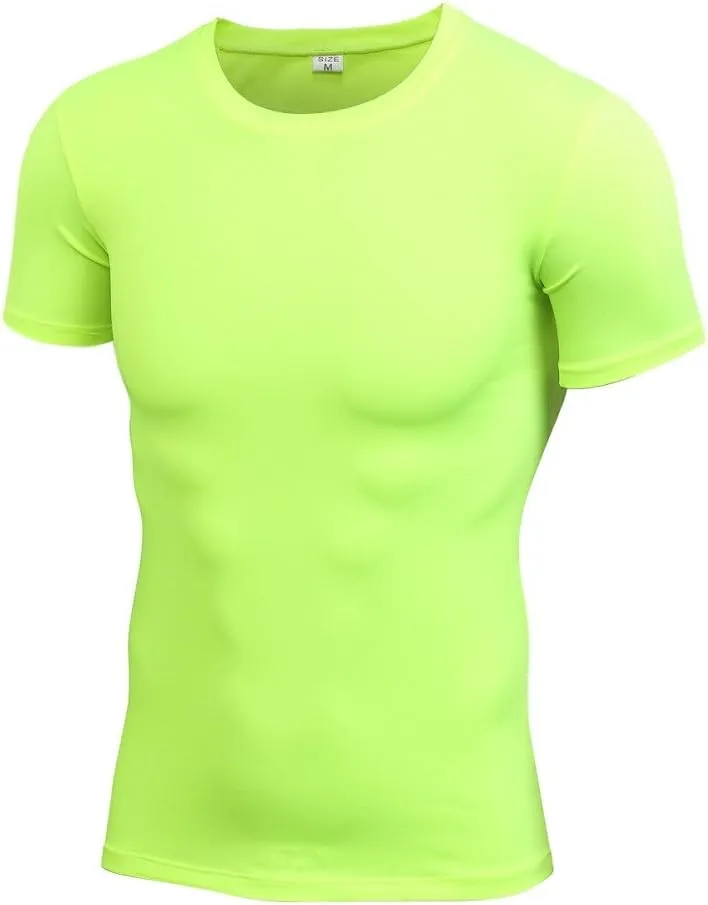 Hotfiary Men's Athletic Compression Shirts Short-Sleeve Baselayer Tops Quick Dry Workout Shirt for Sports Running