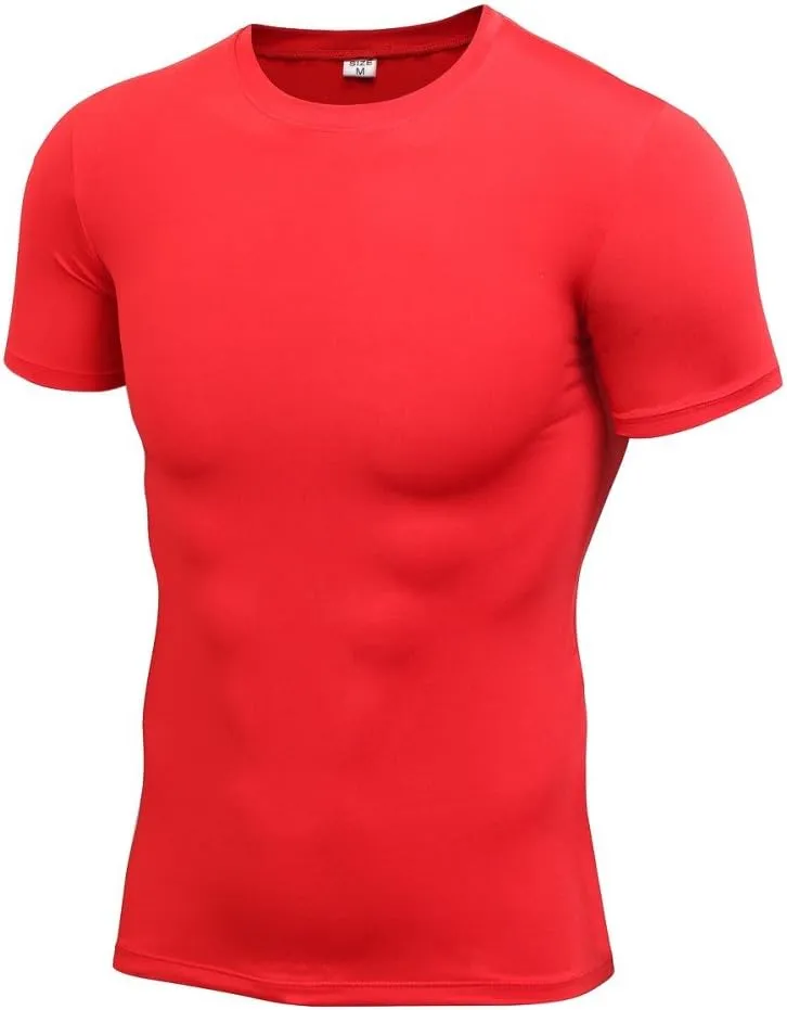 Hotfiary Men's Athletic Compression Shirts Short-Sleeve Baselayer Tops Quick Dry Workout Shirt for Sports Running