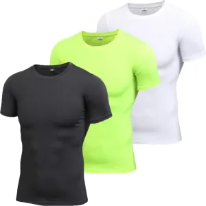 Hotfiary Men's Athletic Compression Shirts Short-Sleeve Baselayer Tops Quick Dry Workout Shirt for Sports Running